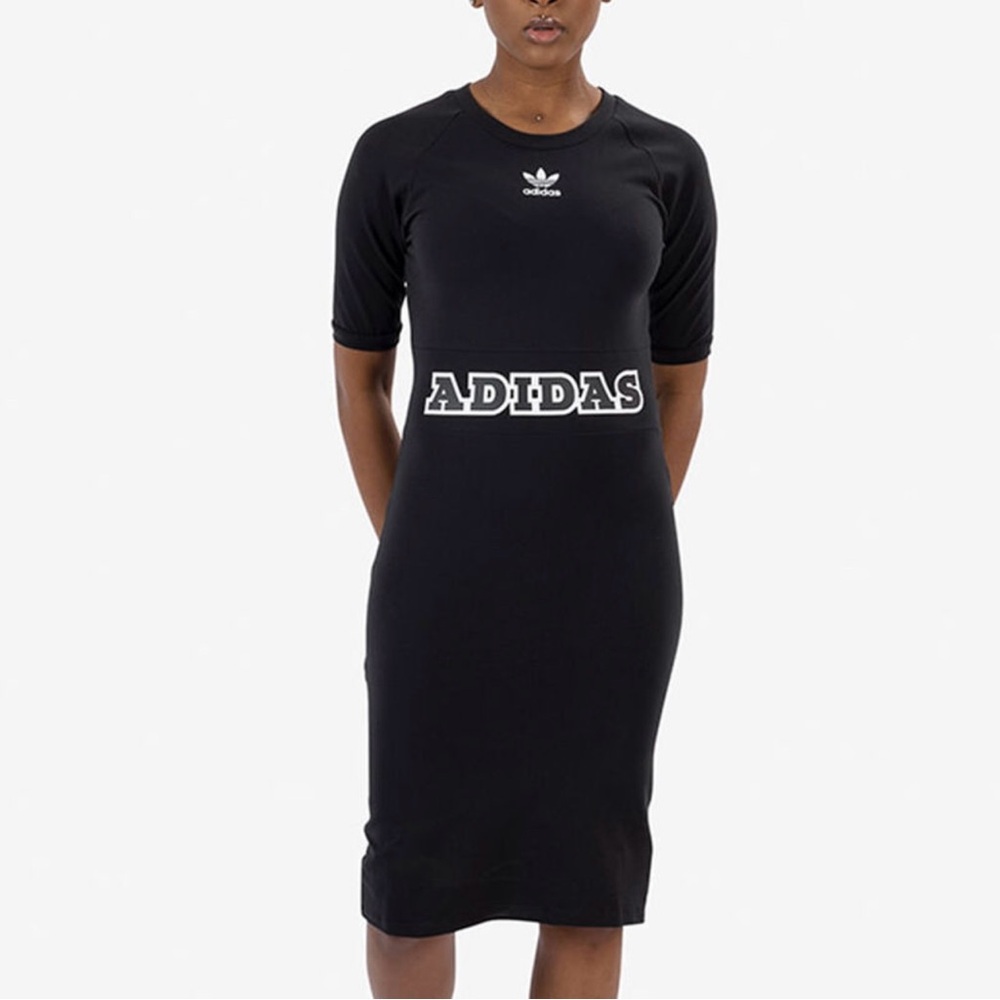 Adidas Black Midi T-Shirt Dress for Women Size XS
